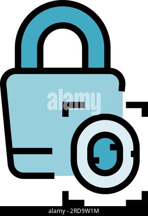 Digital lock icon outline vector. Privacy data. Personal identification color flat Stock Vector