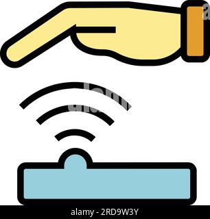 Scanning palm icon outline vector. Scan hand. Biometric recognition color flat Stock Vector