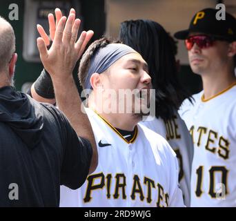 Pittsburgh Pirates' Ji Man Choi bats during a baseball game against the  Chicago White Sox in Pittsburgh, Saturday, April 8, 2023. (AP Photo/Gene J.  Puskar Stock Photo - Alamy