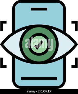 Eye recognition icon outline vector. Scan identity. Biometric id color flat Stock Vector