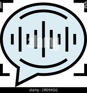 Voice recognition scan icon outline vector. Detect sound. Audio command color flat Stock Vector