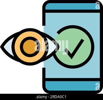 Eye code icon outline vector. Scan id. Facial recognition color flat Stock Vector