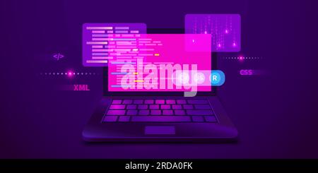 Laptop, keys, code, programming, purple, HD phone wallpaper