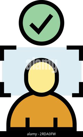 Face detection icon outline vector. Biometric detect. Scan fingerprint color flat Stock Vector