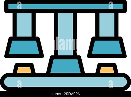 Manufacturing machine icon outline vector. Factory equipment. Conveyor industry color flat Stock Vector