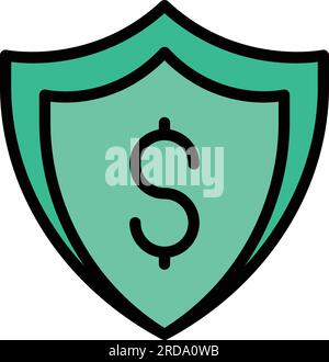 Dollar shield icon outline vector. Money antivirus. Safe finance color flat Stock Vector