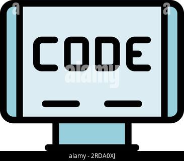 Cnc machine code icon outline vector. Work tool. Laser factory color flat Stock Vector