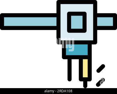 Cnc machine production icon outline vector. Laser factory. Lathe work color flat Stock Vector