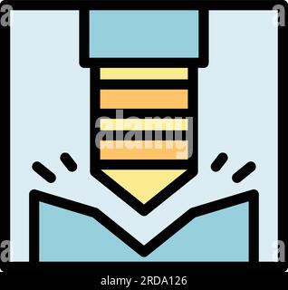 Factory cnc machine icon outline vector. Lathe equipment. Work tool color flat Stock Vector