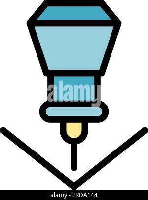 Mill cnc machine icon outline vector. Work equipment. Industry tool color flat Stock Vector