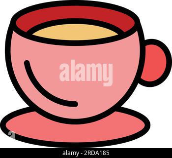Cream soup cup icon outline vector. Vegetable bowl. Hot soup color flat Stock Vector