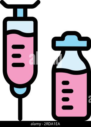 Syringe ampoule icon outline vector. Vaccine drug. Medical bottle color flat Stock Vector