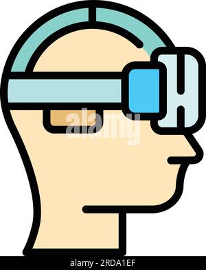 Vr cinema headset icon outline vector. Digital reality. Innovation camera color flat Stock Vector