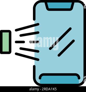 Spraying phone icon outline vector. Clean spray. Disinfect virus color flat Stock Vector