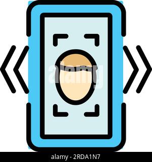 Vr face recognition icon outline vector. Virtual tour. Digital reality color flat Stock Vector
