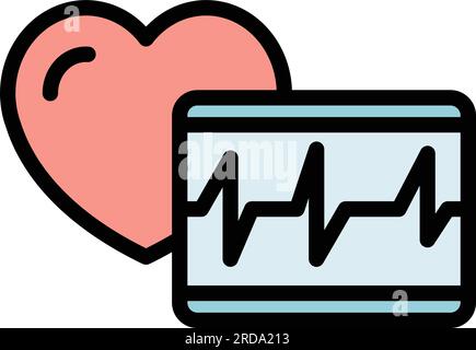 Heart diagnostic icon outline vector. Medical care. Health cardiology color flat Stock Vector