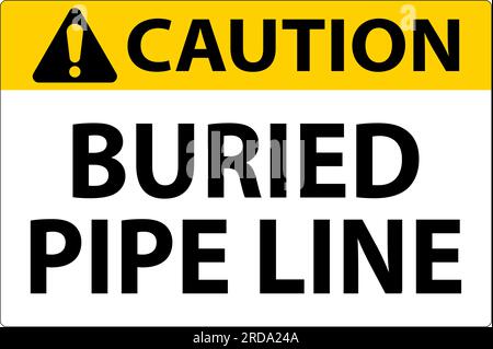 Caution Sign Buried Pipe Line On White Background Stock Vector