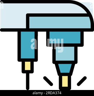 Electric cnc machine icon outline vector. Work equipment. Work lathe color flat Stock Vector
