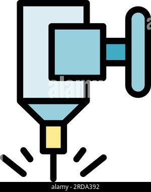 Press cnc machine icon outline vector. Work tool. Industry laser color flat Stock Vector