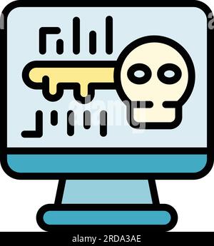 Hacker fraud icon outline vector. System lock. Cyber key color flat Stock Vector