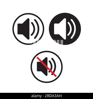 On and off sound signs on a white background with copy space Stock Vector