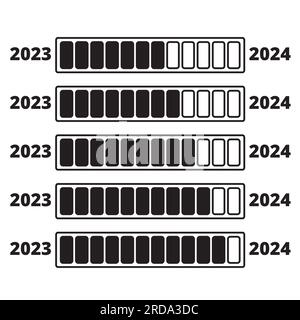 Progress bar for 2024 new year arrival on a white background Stock Vector