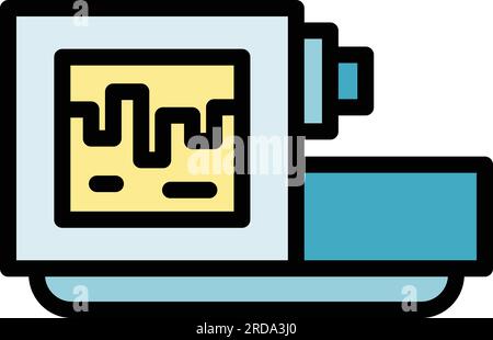 Router cnc machine icon outline vector. Work lathe. Industry laser color flat Stock Vector