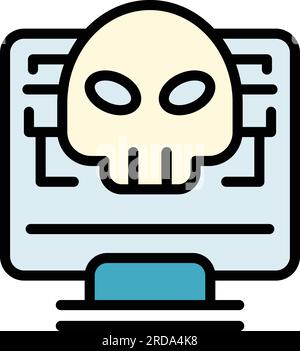 Hacker pc icon outline vector. Secure fraud. System lock color flat Stock Vector