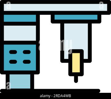 Hard cnc machine icon outline vector. Work tool. Lathe factory color flat Stock Vector