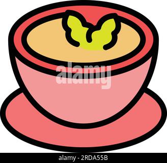 Potato cream soup icon outline vector. Cheese food. Milk dish color flat Stock Vector