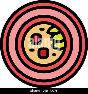 Pork cream soup icon outline vector. French chicken. Stew food color flat Stock Vector
