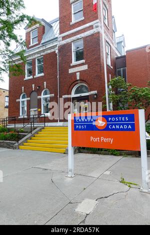 Old Canada post office in Port Perry, Ontario, Canada.  It was built in 1912 on the site of Sinclair hotel. Stock Photo