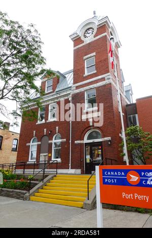 Old Canada post office in Port Perry, Ontario, Canada.  It was built in 1912 on the site of Sinclair hotel. Stock Photo