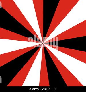 Simple ray spiral background illustration. Abstract stripe swirl design on red, white, black colors. Retro style concept. Backdrop for banner, digital Stock Vector