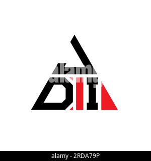 JDI triangle letter logo design with triangle shape. JDI triangle logo design monogram. JDI triangle vector logo template with red color. JDI triangul Stock Vector