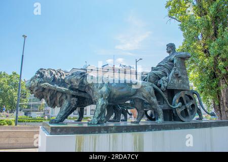 Vienna, Austria, 8 July 2023: Marc Anton Group, bronze group by Artur Strasser, depicting the Roman general and statesman Marc Antony with a team of l Stock Photo