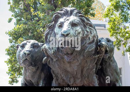 Vienna, Austria, 8 July 2023: Marc Anton Group, bronze group by Artur Strasser, depicting the Roman general and statesman Marc Antony with a team of l Stock Photo