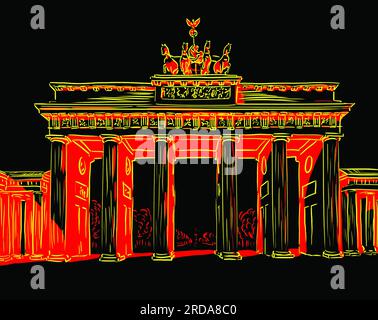 Brandenburg Gate with German flag colors Stock Photo