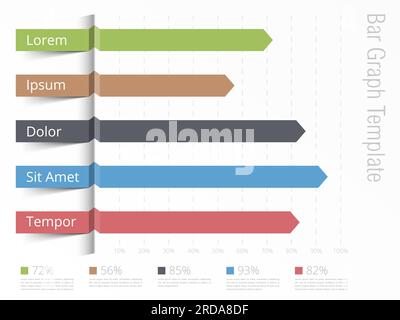 Bar graph template, horizontal bars showing different value of percents on the graph, business infographics template, vector eps10 illustration Stock Vector
