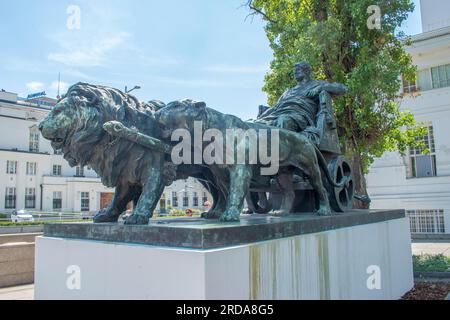 Vienna, Austria, 8 July 2023: Marc Anton Group, bronze group by Artur Strasser, depicting the Roman general and statesman Marc Antony with a team of l Stock Photo