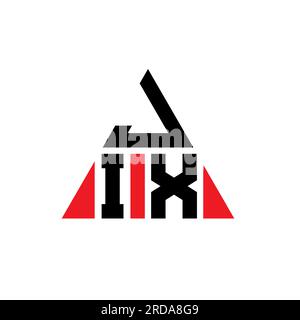 JIX triangle letter logo design with triangle shape. JIX triangle logo design monogram. JIX triangle vector logo template with red color. JIX triangul Stock Vector