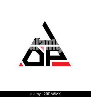 JOP triangle letter logo design with triangle shape. JOP triangle logo design monogram. JOP triangle vector logo template with red color. JOP triangul Stock Vector