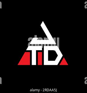 JTD triangle letter logo design with triangle shape. JTD triangle logo design monogram. JTD triangle vector logo template with red color. JTD triangul Stock Vector