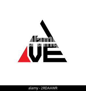 JVE triangle letter logo design with triangle shape. JVE triangle logo design monogram. JVE triangle vector logo template with red color. JVE triangul Stock Vector