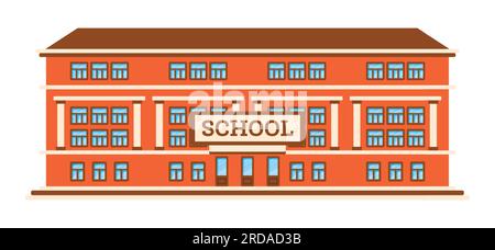 School Building Isolated on White Background. Vector Illustration. Stock Vector