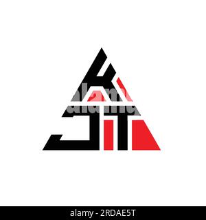 KJT triangle letter logo design with triangle shape. KJT triangle logo design monogram. KJT triangle vector logo template with red color. KJT triangul Stock Vector