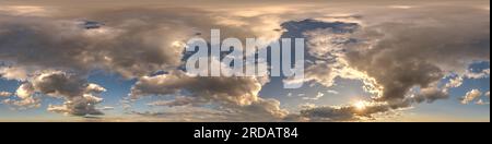 sunset skydome with evening clouds as seamless hdri 360 panorama view in spherical equirectangular format for use in 3d graphics or game development a Stock Photo
