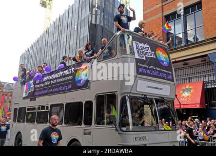 The Albert Kennedy Trust at Manchester Pride Festival parade, 36 Whitworth Street, Manchester,England,UK, M1 3NR Stock Photo