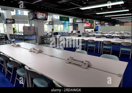 Visit the main media center of the 31st FISU World University Games in Chengdu City, southwest China's Sichuan Province, 19 July, 2023. Stock Photo