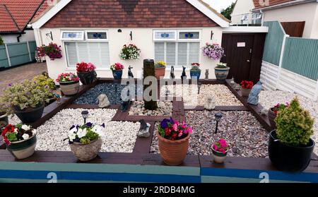 Ornate Gravel Garden, in front of a house in  Beltinge, Thanet, Kent Stock Photo